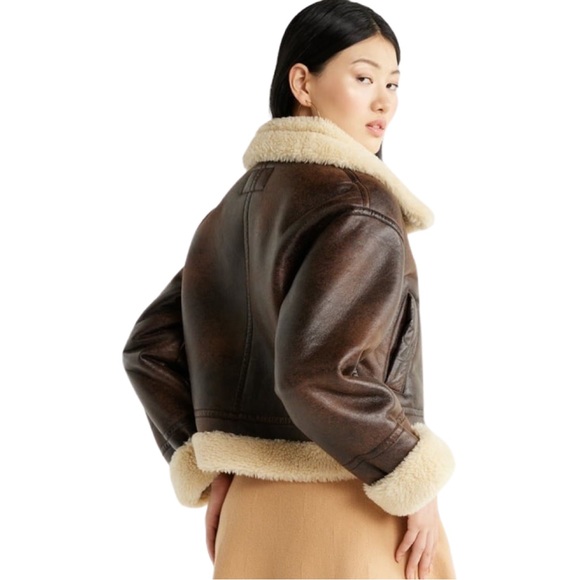 Suede Cropped Bomber Jacket